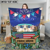 Joycorners Cows on Farm Truck with American Flag Fireworks Rustic Country Style Personalized Name 3D Blanket (8 Breeds)