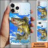 Joycorners Fishing Water Splash Blue Pop Art Personalized Name Phone Case (10 Fish Species)