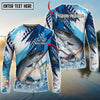 Joycorners Saltwater Fish Fishing Water Splash Scale Pattern Personalized Name, Team Name Long Sleeve Shirt (6 Breeds)