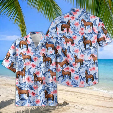 Joycorners Floral Warmblood Horse Lover Hawaiian Shirt