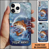 Joycorners Fishing Ocean Wave Patriotic Camouflage Personalized Name Phone Case (10 Fish Species)