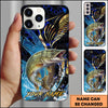 Joycorners Fishing Blue Honeycomb Splash Art Personalized Name Phone Case (10 Fish Species)
