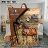 Joycorners Horse Running in Rustic Farm Landscape Leather Patch Style Personalized Name 3D Blanket (8 Breeds)
