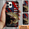 Joycorners Fishing American Flag Patriotic Grunge Personalized Name Phone Case (10 Fish Species)