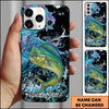 Joycorners Fishing Neon Scale Texture Water Splash Personalized Name Phone Case (10 Fish Species)