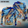 Joycorners Fishing Yellow Blue Lightning Pattern Design Custom Name & Team Name 3D Shirts (11 Breeds)
