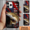 Joycorners Fishing American Flag Patriotic Grunge Personalized Name Phone Case (10 Fish Species)