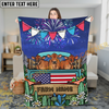 Joycorners Cows on Farm Truck with American Flag Fireworks Rustic Country Style Personalized Name 3D Blanket (8 Breeds)
