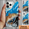 Joycorners Fishing Jumping Blue Geometric Splash Art Personalized Name Phone Case (10 Fish Species)