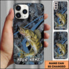Joycorners Fishing Dark Hexagon Pattern Dynamic Splash Personalized Name Phone Case (10 Fish Species)