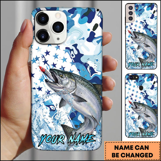 Joycorners Fishing Star Camo Water Splash Art Personalized Name Phone Case (10 Fish Species)
