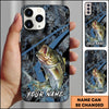 Joycorners Fishing Dark Hexagon Pattern Dynamic Splash Personalized Name Phone Case (10 Fish Species)