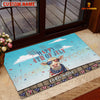 Joycorners Happy 4th of July Cow with USA Scarf Fireworks Personalized Name 3D Doormat (8 Breeds)