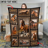 Joycorners Personalized Horse Collage Blanket – Rustic Wood Frame, Custom Name ( 8 Breeds)