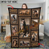Joycorners Personalized Horse Collage Blanket – Rustic Wood Frame, Custom Name ( 8 Breeds)