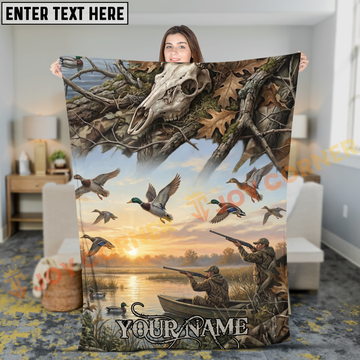 Joycorners Duck Hunting Marsh Sunrise Mallard Flight Personalized 3D Blanket