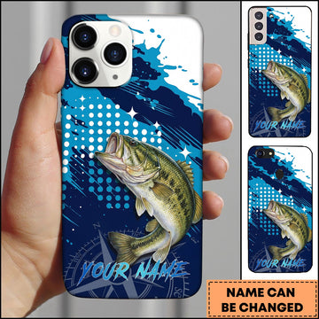 Joycorners Fishing Blue Ocean Compass Star Pop Art Personalized Name Phone Case (10 Fish Species)