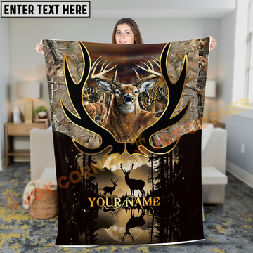 Joycorners Majestic Antler Deer Moonlight Forest Personalized 3D Blanket