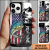 Joycorners Fishing Patriotic USA Flag Mountain Angler Silhouette Personalized Name Phone Case (10 Fish Species)