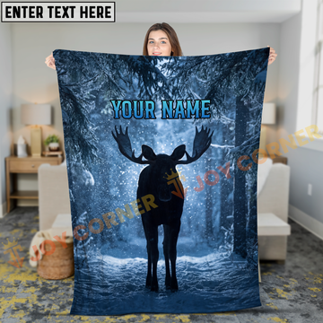 Joycorners Winter Moose Snow Forest Personalized 3D Blanket