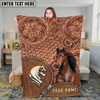 Joycorners Horse Rustic Tooled Leather Floral Pattern Zipper Art Personalized Name 3D Blanket  (8 Breeds)