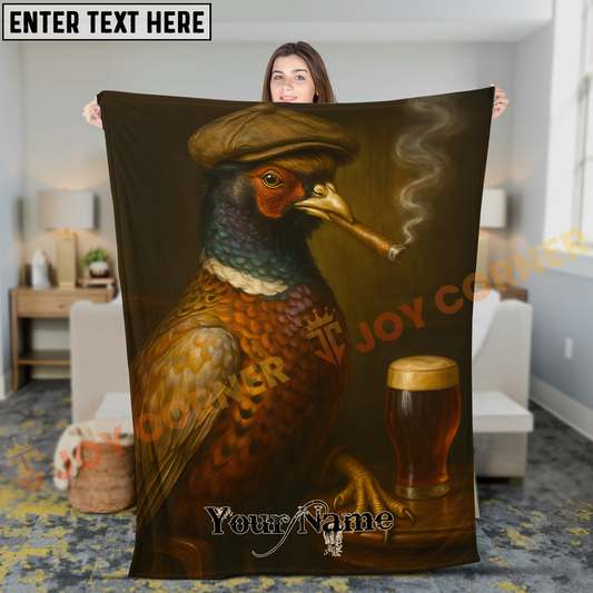 Joycorners Creative Pheasant Bird with Cap Smoking Cigar Personalized 3D Blanket