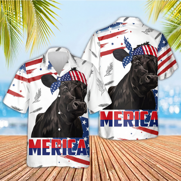 Joycorners Funny Merica Cows USA Sunglasses Patriotic 3D Hawaiian Shirt (10 Breeds)