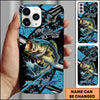 Joycorners Fishing Blue Grunge Paint Splash Dynamic Art Personalized Name Phone Case (10 Fish Species)