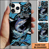 Joycorners Fishing Blue Grunge Paint Splash Dynamic Art Personalized Name Phone Case (10 Fish Species)