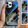 Joycorners Fishing Electric Blue Arrow Pattern Splash Personalized Name Phone Case (10 Fish Species)