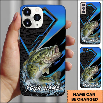 Joycorners Fishing Electric Blue Arrow Pattern Splash Personalized Name Phone Case (10 Fish Species)