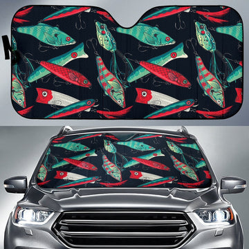 Joycorners Fishing Bait Pattern Car front Windshield Sun Shade