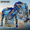 Joycorners Fishing Yellow Blue Lightning Pattern Design Custom Name & Team Name 3D Shirts (11 Breeds)