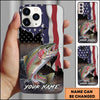 Joycorners Fishing American Flag Patriotic Splash Personalized Name Phone Case (10 Fish Species)