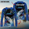 Joycorners Saltwater Fish Fishing Neon Sport Jersey Style Personalized Name, Team Name Long Sleeve Shirt (6 Breeds)