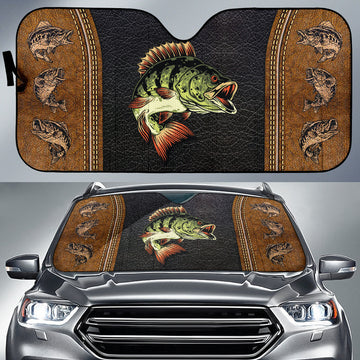 Joycorners Largemouth Bass Fishing Leather Style Auto Sun Shade