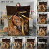 Joycorners Horses Trio on Modern Geometric Leather Background Personalized Name 3D Blanket (8 Breeds)