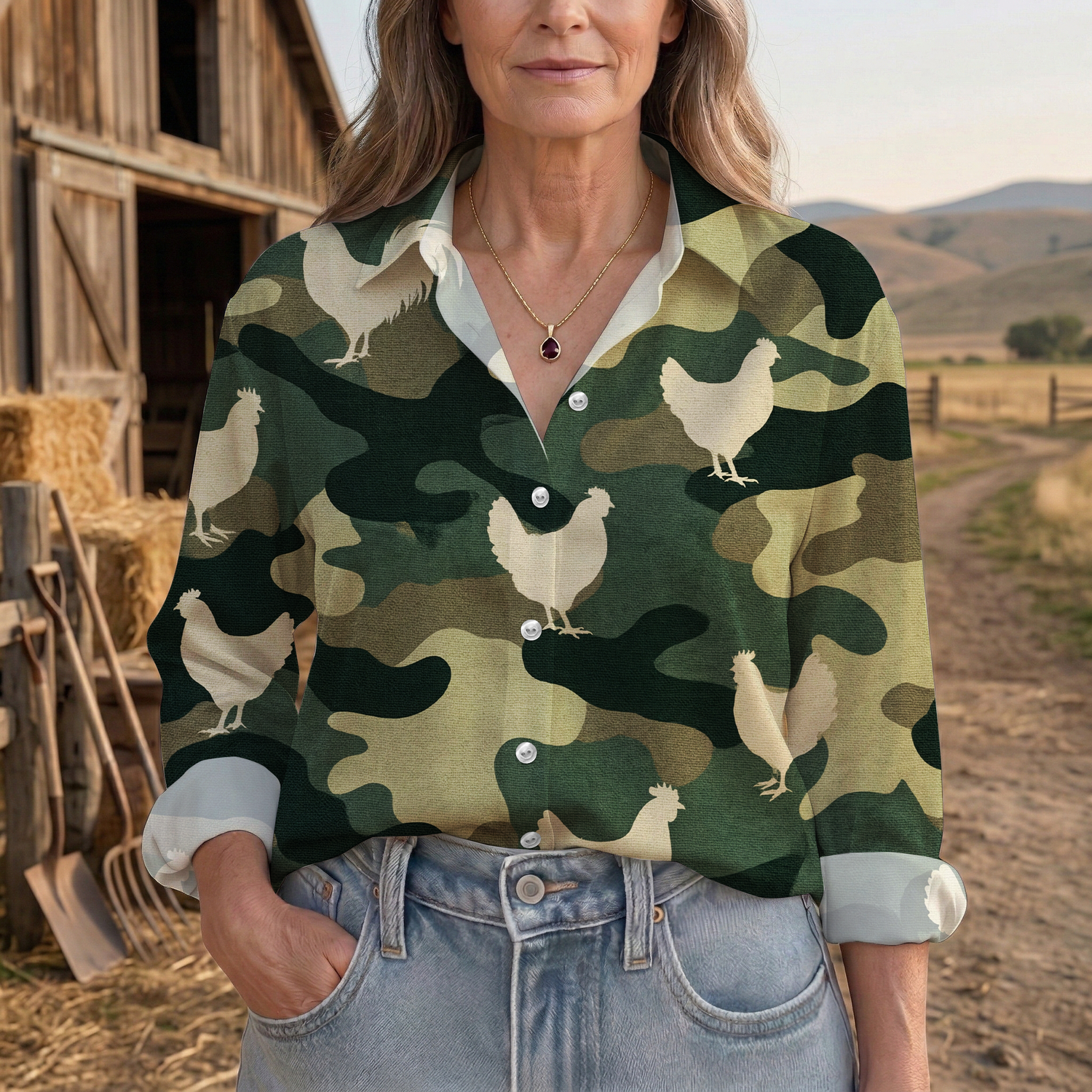 Rustic Chicken Farm Casual Shirt Collection