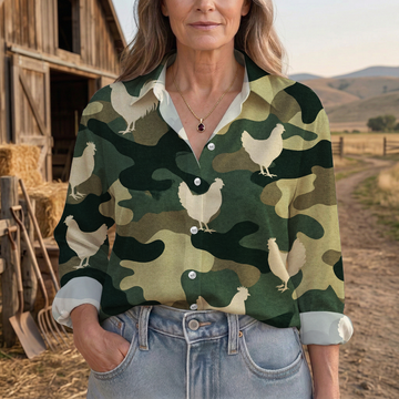 Joycorners Rooster Camouflage Rustic Country Casual Shirt