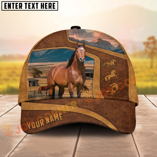 Joycorners Western Ranch Horse Landscape Personalized Name Cap (9 Breeds)
