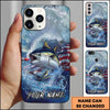 Joycorners Fishing Ocean Wave Patriotic Camouflage Personalized Name Phone Case (10 Fish Species)
