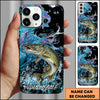 Joycorners Fishing Neon Scale Texture Water Splash Personalized Name Phone Case (10 Fish Species)