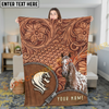 Joycorners Horse Rustic Tooled Leather Floral Pattern Zipper Art Personalized Name 3D Blanket  (8 Breeds)