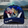 Joycorners Fishing Dark Blue Scratch American Flag Pattern Sport Pattern Personalized Name 3D Cap (11 Breeds)