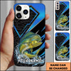 Joycorners Fishing Electric Blue Arrow Pattern Splash Personalized Name Phone Case (10 Fish Species)