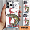 Joycorners Fishing Patriotic Paint Splash Water Effect Personalized Name Phone Case (10 Fish Species)