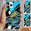 Joycorners Fishing Blue Black Geometric Lightning Splash Personalized Name Phone Case (10 Fish Species)