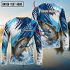 Joycorners Saltwater Fish Fishing Water Splash Scale Pattern Personalized Name, Team Name Long Sleeve Shirt (6 Breeds)