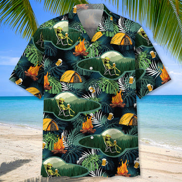 Joycorners Camping Alien Chillin' Beer Hawaiian Shirt
