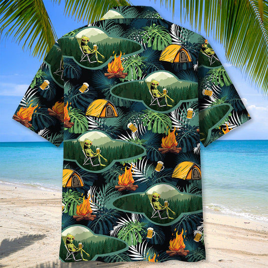 Joycorners Camping Alien Chillin' Beer Hawaiian Shirt